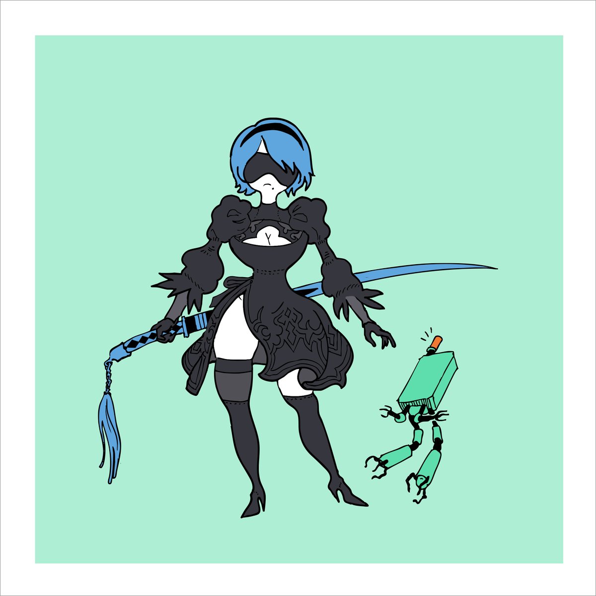 Joypad Titans ~ 2B from NieR:Automata Illustrazione JoyPad Titans di 2B da NieR:Automata