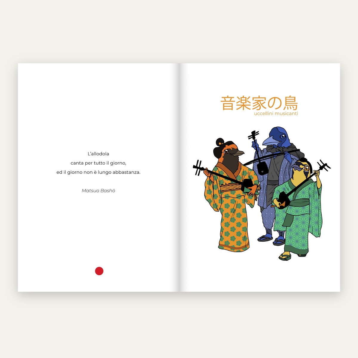 Nihon 2 – haiku e uccellini musicanti Nihon 2, doppia pagina: haiku e uccellini musicanti