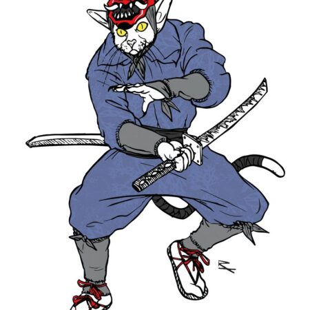 Stampa giapponese “Gatto ninja” di Raffaele Assorto