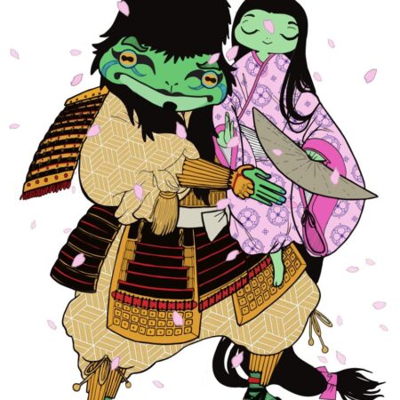 Stampa giapponese “Kabuki Samurai Frog” di Raffaele Assorto